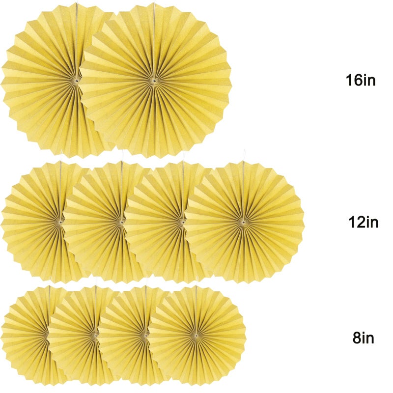 AimtoHome Party Hanging Paper Fans Decorations Set, Gold Round Paper Fan Ceiling Party Decoration Suppiles,Set of 10 - Image 3